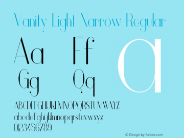 Vanity Light Narrow Regular Version 1.000;PS 001.001;hotconv 1.0.56 Font Sample