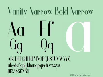 Vanity Narrow Bold Narrow Version 1.000;PS 001.001;hotconv 1.0.56图片样张