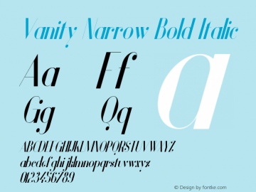 Vanity Narrow Bold Italic Version 1.000;PS 001.001;hotconv 1.0.56图片样张