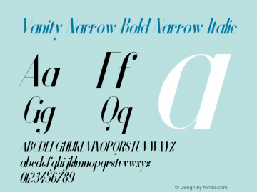 Vanity Narrow Bold Narrow Italic Version 1.000;PS 001.001;hotconv 1.0.56图片样张