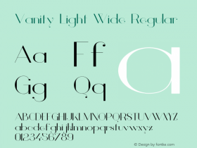 Vanity Light Wide Regular Version 1.000;PS 001.001;hotconv 1.0.56 Font Sample