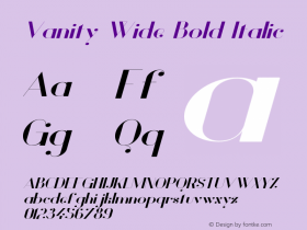 Vanity Wide Bold Italic Version 1.000;PS 001.001;hotconv 1.0.56 Font Sample