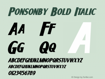 Ponsonby Bold Italic Version 1.00 May 19, 2014, initial release图片样张