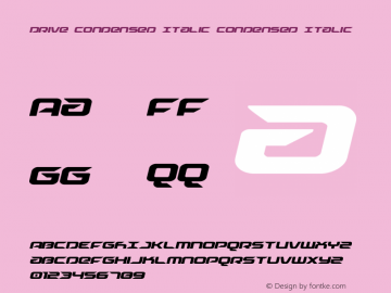 Drive Condensed Italic Condensed Italic Version 1.0; 2014图片样张