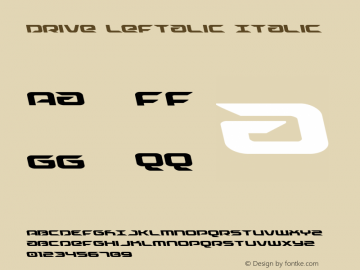 Drive Leftalic Italic Version 1.1; 2015 Font Sample