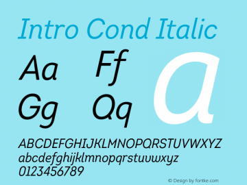 Intro Cond Italic Version 1.000 2014 initial release图片样张