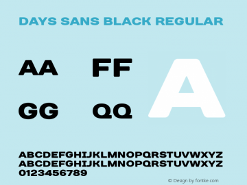 Days Sans Black Regular Version 1.000 Font Sample