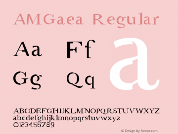 AMGaea Regular Version 1.000 Font Sample