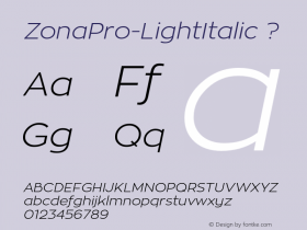 ZonaPro-LightItalic ? Version 1.005图片样张