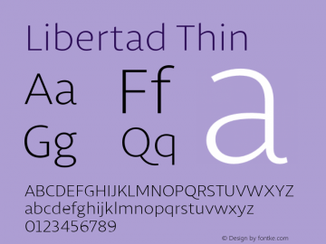 Libertad Thin Version 1.000 Font Sample
