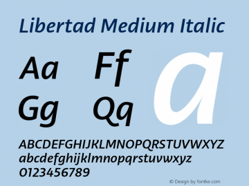 Libertad Medium Italic Version 1.000 Font Sample