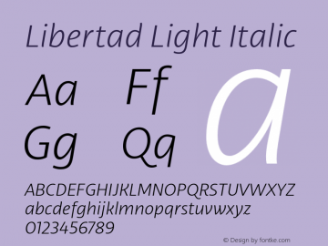 Libertad Light Italic Version 1.000 Font Sample