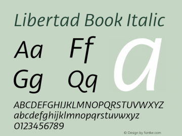 Libertad Book Italic Version 1.000 Font Sample