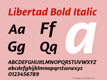 Libertad Bold Italic Version 1.000 Font Sample
