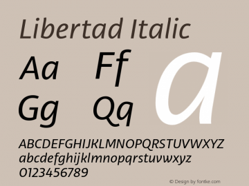 Libertad Italic Version 1.000 Font Sample