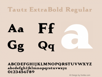 Tautz ExtraBold Regular Version 1.000 | wf replica Font Sample