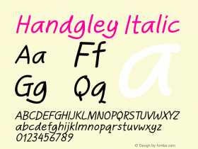 Handgley Italic Version 1.00 June 7, 2014, initial release图片样张