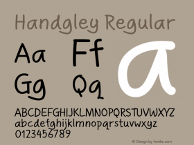 Handgley Regular Version 1.00 June 7, 2014, initial release图片样张