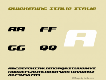 Quickening Italic Italic Version 1.0; 2013图片样张
