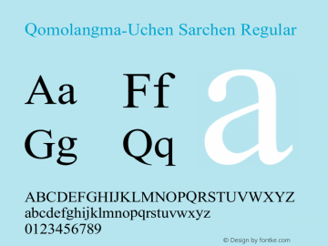 Qomolangma-Uchen Sarchen Regular 2.00 Font Sample