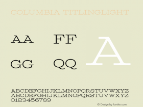 Columbia TitlingLight Version 1.002 Font Sample