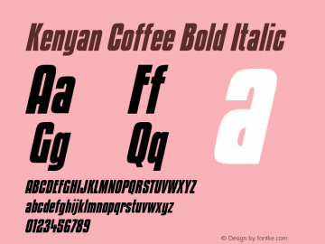 Kenyan Coffee Bold Italic Version 2.000 2004图片样张