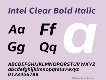 Intel Clear Bold Italic Version 1.002 Font Sample