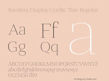 Bandera Display Cyrillic Thin Regular Version 2.000 Font Sample