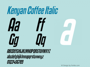 Kenyan Coffee Italic Version 2.000 2004 Font Sample