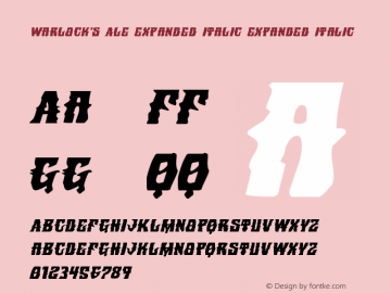 Warlock's Ale Expanded Italic Expanded Italic Version 1.0; 2014图片样张