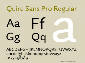 Quire Sans Pro Regular Version 1.0 Font Sample
