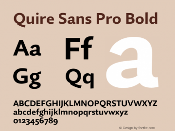 Quire Sans Pro Bold Version 1.0 Font Sample