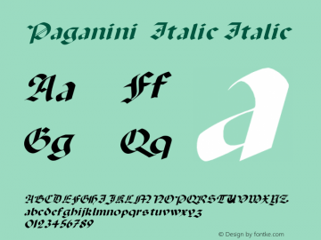 Paganini Italic Italic Unknown Font Sample