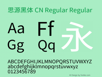 思源黑体 CN Regular Regular Version 1.000;PS 1;hotconv 1.0.78;makeotf.lib2.5.61930 Font Sample