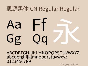 思源黑体 CN Regular Regular Version 1.004;PS 1.004;hotconv 1.0.82;makeotf.lib2.5.63406 Font Sample