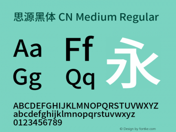 思源黑体 CN Medium Regular Version 1.000;PS 1;hotconv 1.0.78;makeotf.lib2.5.61930 Font Sample