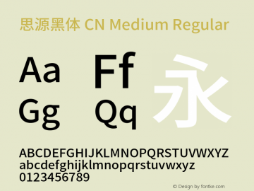 思源黑体 CN Medium Regular Version 1.004;PS 1.004;hotconv 1.0.82;makeotf.lib2.5.63406 Font Sample