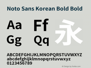 Noto Sans Korean Bold Bold Version 1.000;PS 1;hotconv 1.0.78;makeotf.lib2.5.61930 Font Sample