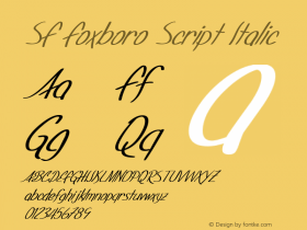 SF Foxboro Script Italic ver 1.0; 2000. Freeware for non-commercial use.图片样张