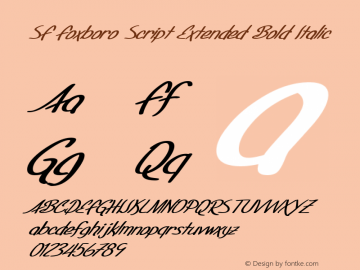 SF Foxboro Script Extended Bold Italic v1.0 - Freeware Font Sample