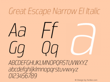 Great Escape Narrow El Italic Version 1.000图片样张