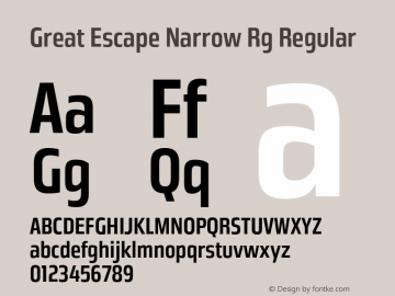 Great Escape Narrow Rg Regular Version 1.000 Font Sample
