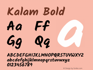 Kalam Bold Version 2.001;PS 1.0;hotconv 1.0.79;makeotf.lib2.5.61930; ttfautohint (v1.3) Font Sample