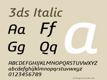 3ds Italic Version 1.000 Font Sample