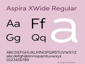 Aspira XWide Regular Version 1.05          UltraPrecision Font Font Sample