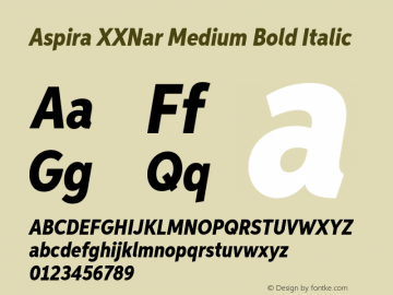 Aspira XXNar Medium Bold Italic Version 1.05          UltraPrecision Font图片样张