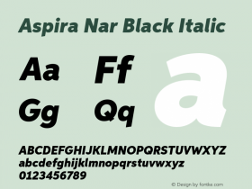 Aspira Nar Black Italic Version 1.05          UltraPrecision Font图片样张