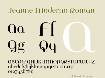 Jeanne Moderno Roman Version 1.001 2014 Font Sample