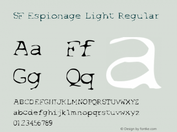 SF Espionage Light Regular Version 1.1 Font Sample