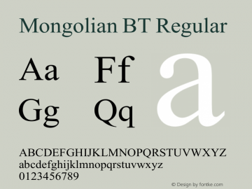 Mongolian BT Regular Version 2.00 December 18, 2010图片样张